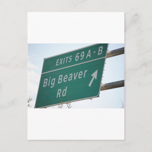 Funny HIghway Signing Big Beaver Road Exit 69 Postkarte (Vorderseite)