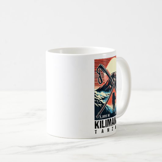 Funny Hiking Art Climbed Mount Kilimanjaro For Hik Kaffeetasse (VorderseiteRechts)