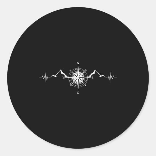 Funny Hiking Nature Mountains Wind Rose Comp Heart Runder Aufkleber (Vorderseite)