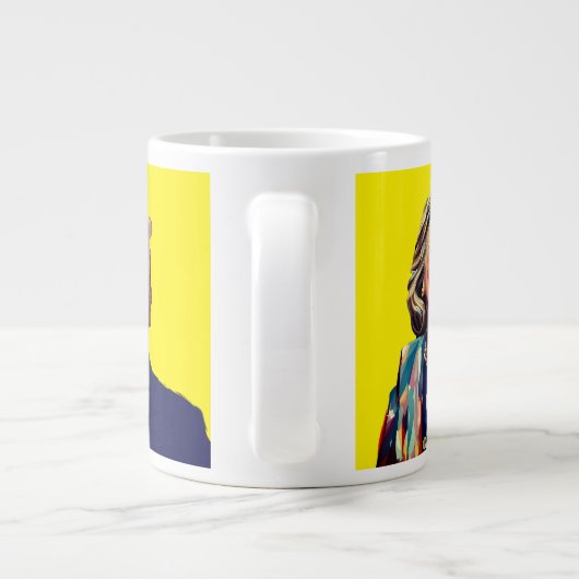 Funny Hillary sagt, sperrt Trump auf Jumbo-Tasse (Rückseite)