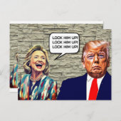 Funny Hillary sagt, sperrt Trump auf Postkarte (Vorne/Hinten)