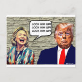 Funny Hillary sagt, sperrt Trump auf Postkarte (Rückseite)