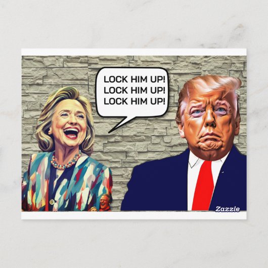 Funny Hillary sagt, sperrt Trump auf Postkarte (Rückseite)
