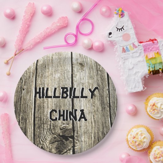 Funny Hillbilly China Imitate Knotty Pine Fence Pappteller (Party)