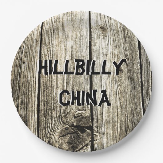 Funny Hillbilly China Imitate Knotty Pine Fence Pappteller (Vorderseite)