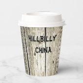 Funny Hillbilly China Imitate Knotty Pine Rustikal Pappbecher (Rückseite)