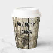 Funny Hillbilly China Imitate Knotty Pine Rustikal Pappbecher (Vorderseite)