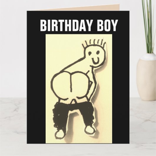FUNNY HINTERN MOONED BIRTHDAY BOY OVERSIZED CARD KARTE (Vorderseite)