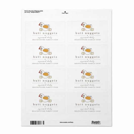 Funny Hintern Nugget Farm Coop Egg Karton Label (Vorne)