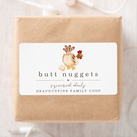 Funny Hintern Nugget Farm Coop Egg Karton Label (Insitu)