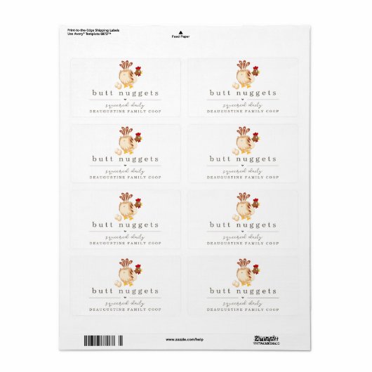Funny Hintern Nugget Farm Coop Egg Karton Label (Vorne)