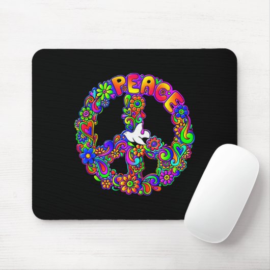 Funny Hipe Flower Wer Peace Sign Tee  Mousepad (Mit Mouse)