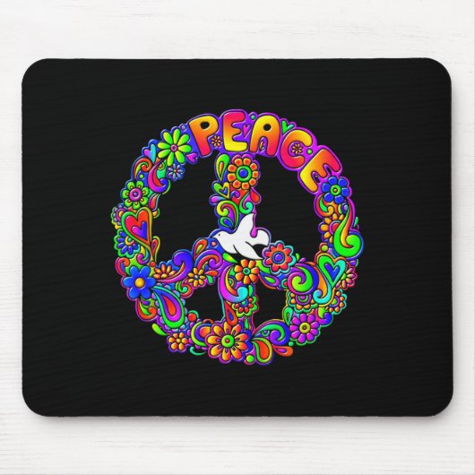 Funny Hipe Flower Wer Peace Sign Tee  Mousepad (Vorne)