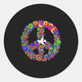 Funny Hipe Flower Wer Peace Sign Tee  Runder Aufkleber (Vorderseite)