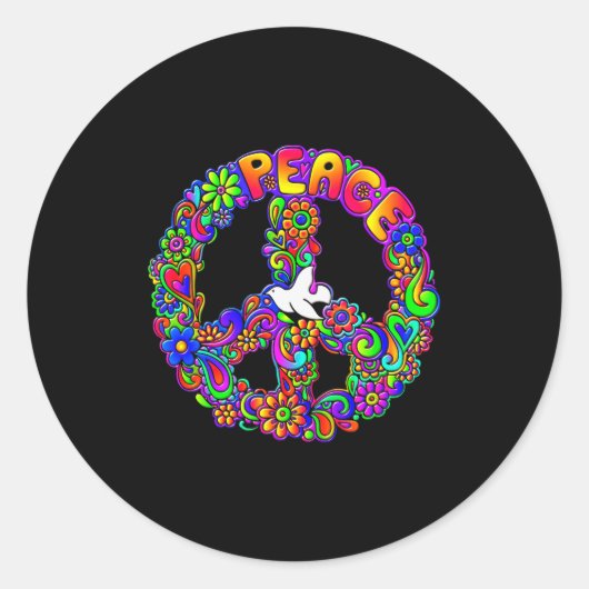 Funny Hipe Flower Wer Peace Sign Tee Runder Aufkleber (Vorderseite)