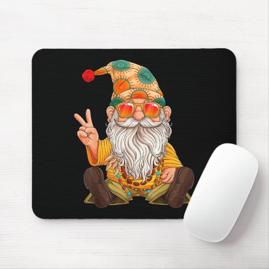 Funny Hipe Gnome Peace Sign Gnomes Lovers Men Wome Mousepad (Mit Mouse)