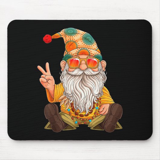Funny Hipe Gnome Peace Sign Gnomes Lovers Men Wome Mousepad (Vorne)