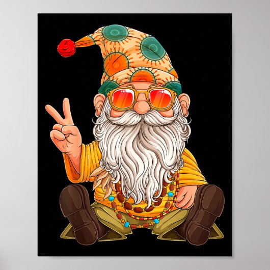 Funny Hipe Gnome Peace Sign Gnomes Lovers Men Wome Poster (Vorne)