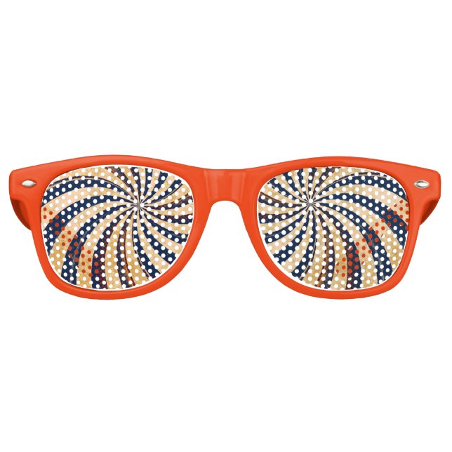 FUNNY HIPNOTIC TWIRL STRIPES, PSYCHODELIC PATTERN PARTYBRILLE (Vorderseite)