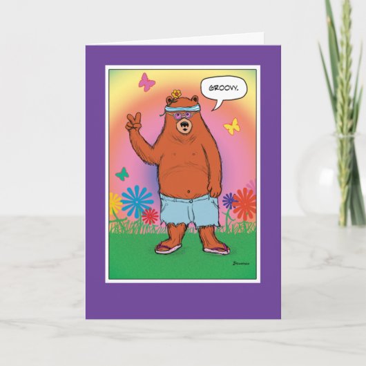 Funny Hippie Bear Tag Geburtstag Karte (Vorderseite)