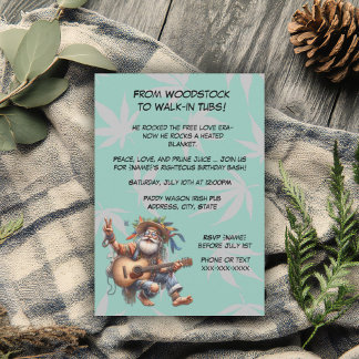 Funny Hippie Birthday-Groovy Old Man Party Einladung