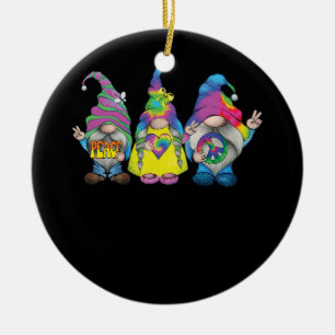 Funny Hippie Gnome Peace Sign Gnomes Lovers Men Wo Keramik Ornament