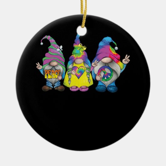 Funny Hippie Gnome Peace Sign Gnomes Lovers Men Wo Keramik Ornament (Vorne)