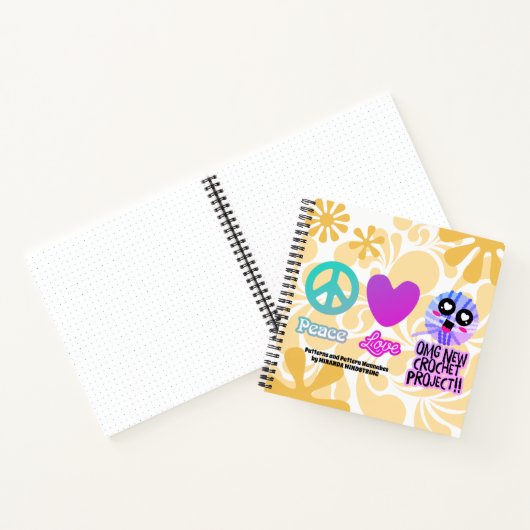 Funny Hippie Peace Liebe Häkelmuster Notebook Notizblock (Innenseite)