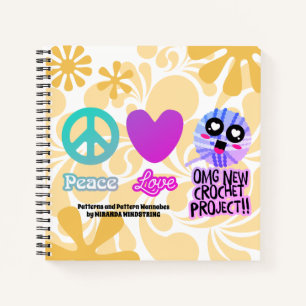 Funny Hippie Peace Liebe Häkelmuster Notebook Notizblock