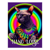 Funny Hippie Sphynx Cat Poster (Vorderseite)