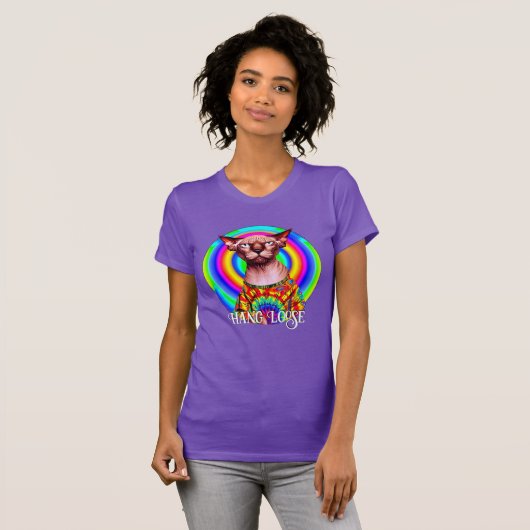 Funny Hippie Sphynx Cat T-Shirt (Vorne ganz)