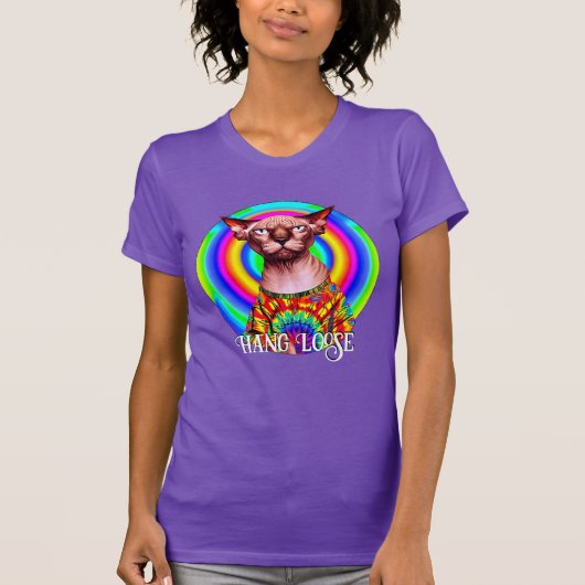 Funny Hippie Sphynx Cat T-Shirt (Vorderseite)