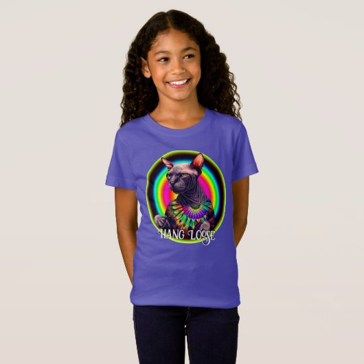 Funny Hippie Sphynx Cat T-Shirt (Vorne ganz)