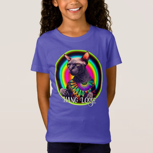 Funny Hippie Sphynx Cat T-Shirt (Vorderseite)