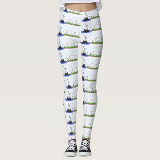Funny hippo birdie zwei schafe leggings (Vorderseite)