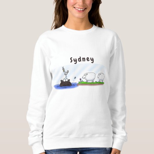 Funny hippo birdie zwei schafe sweatshirt (Vorderseite)