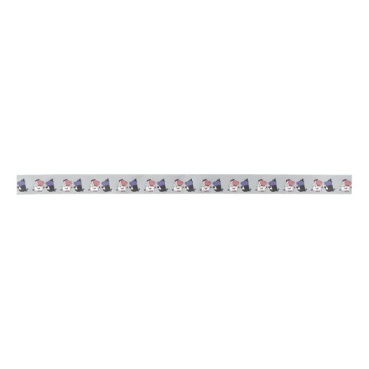 Funny Hippo Bride und Groom Wedding Ribbon Satinband (Vorderseite)