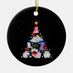 Funny Hippo Christmas Tree Xmas Hippopotamus Keramik Ornament