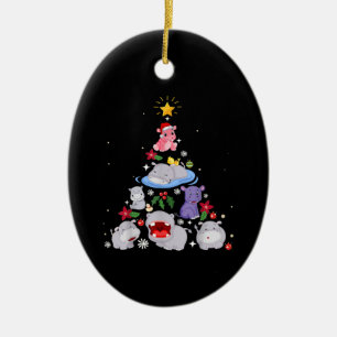 Funny Hippo Christmas Tree Xmas Hippopotamus Keramik Ornament