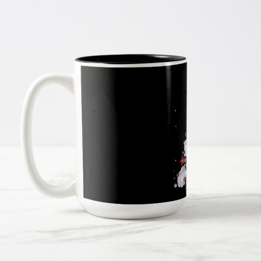 Funny Hippo Christmas Tree | Xmas Hippopotamus Zweifarbige Tasse (Links)