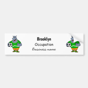 Funny Hippo Fußballspieler Cartoon Illustration Autoaufkleber