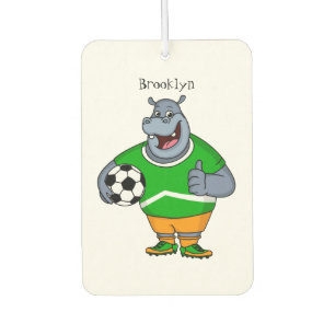 Funny Hippo Fußballspieler Cartoon Illustration Autolufterfrischer