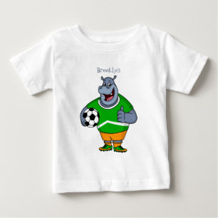 Funny Hippo Fußballspieler Cartoon Illustration Baby T-shirt