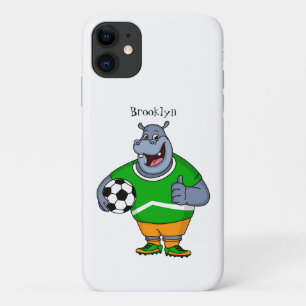 Funny Hippo Fußballspieler Cartoon Illustration Case-Mate iPhone Hülle