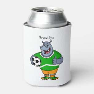 Funny Hippo Fußballspieler Cartoon Illustration Dosenkühler