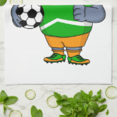 Funny Hippo Fußballspieler Cartoon Illustration Geschirrtuch (Gefaltet)