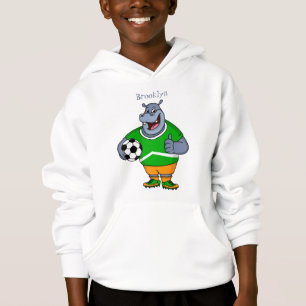 Funny Hippo Fußballspieler Cartoon Illustration Hoodie