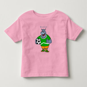 Funny Hippo Fußballspieler Cartoon Illustration Kleinkind T-shirt