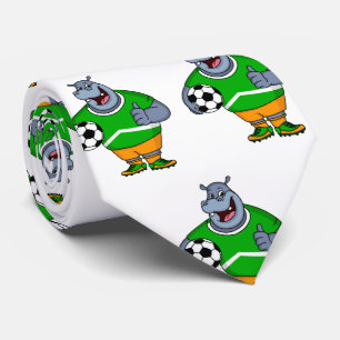 Funny Hippo Fußballspieler Cartoon Illustration Krawatte