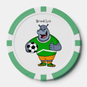 Funny Hippo Fußballspieler Cartoon Illustration Pokerchips